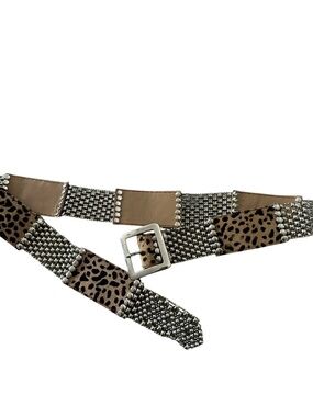 Designer SERGIO GUTIERREZ SG LIQUID METAL Mesh Silver / Cheetah Belt MEDIUM